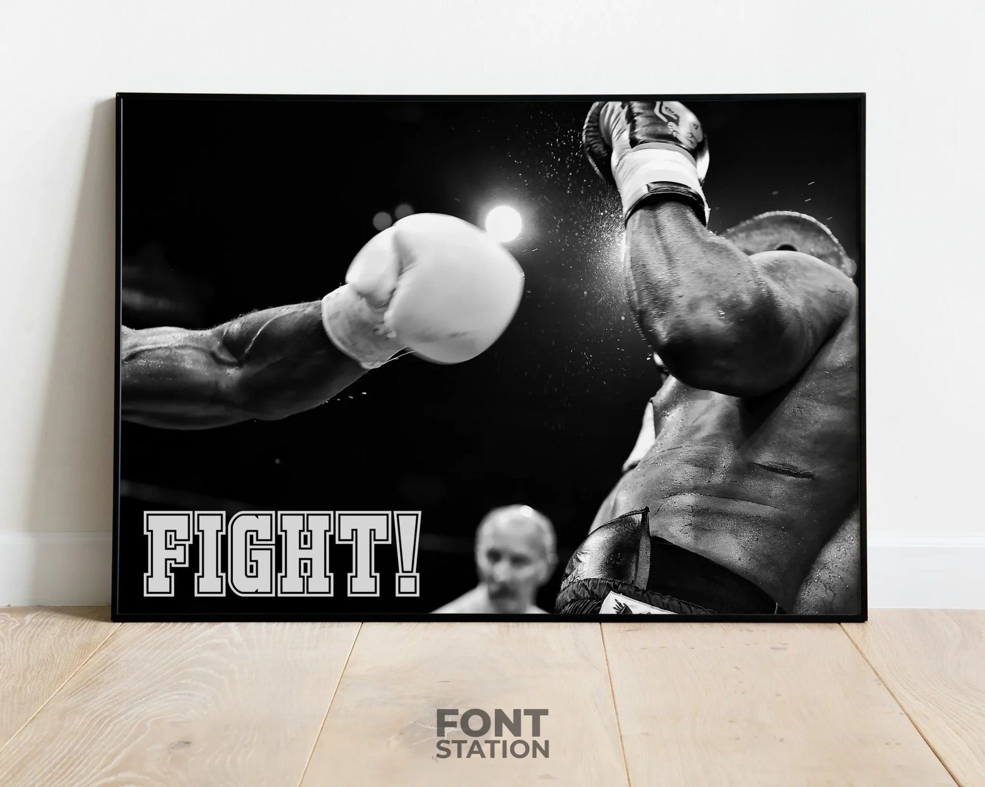 Boxing Font Display on Frame - Typography Presentation
