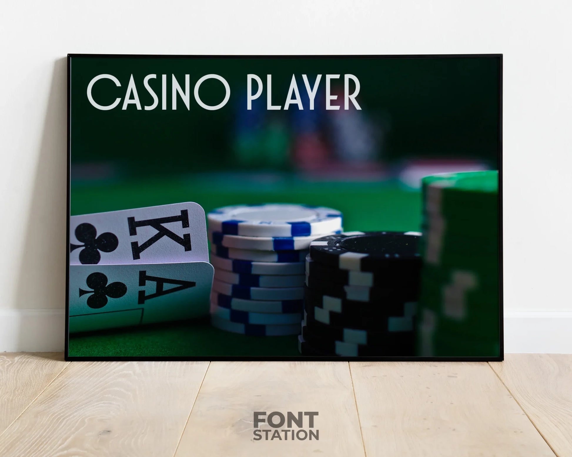 Casino VIP Font Display on Frame - Typography Presentation