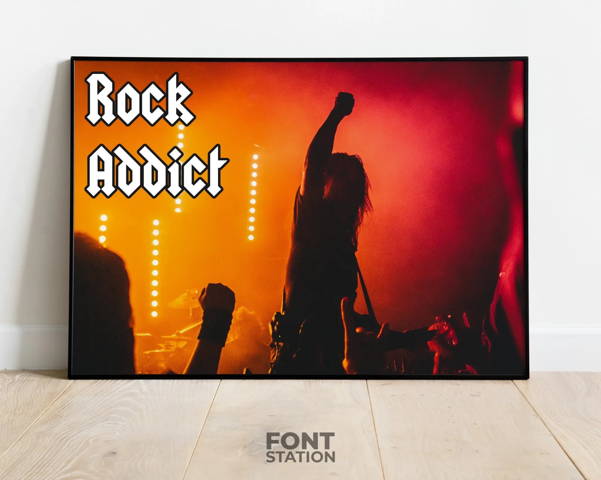 Hard Rock Font Display on Frame - Typography Presentation