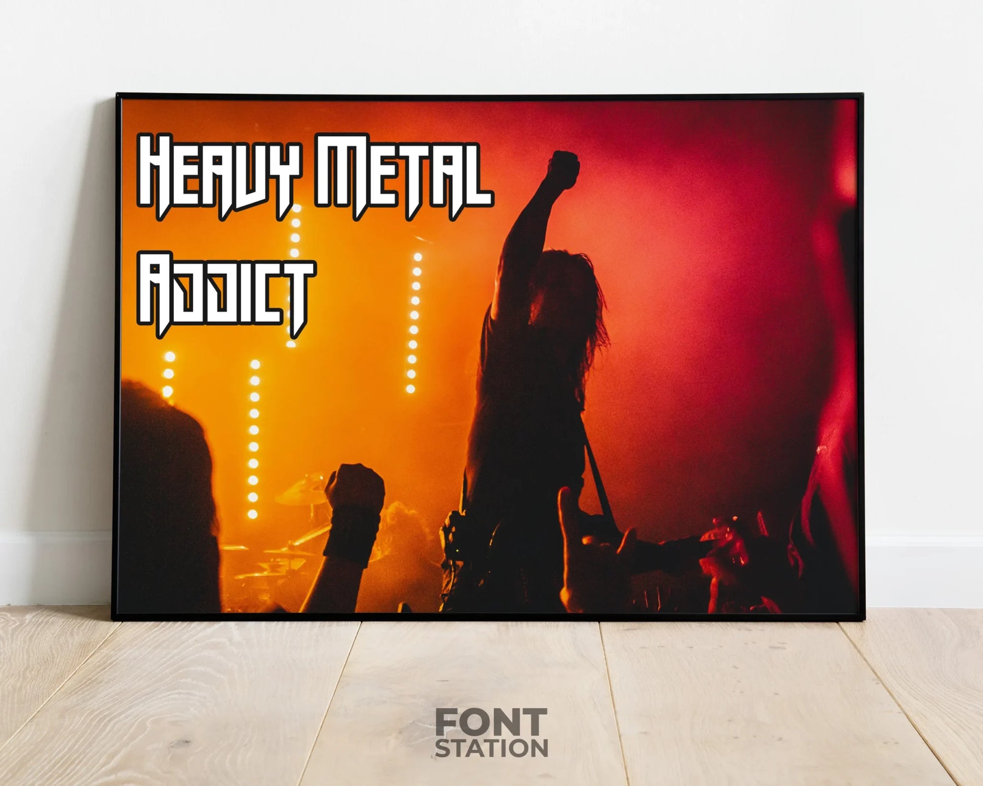 Heavy Metal Font Display on Frame - Typography Presentation