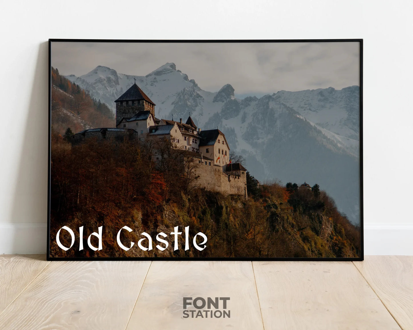 Medieval Font Display on Frame - Typography Presentation