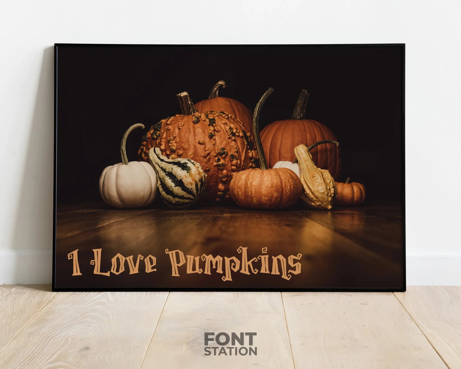 Pumpkin Font Display on Frame - Typography Presentation