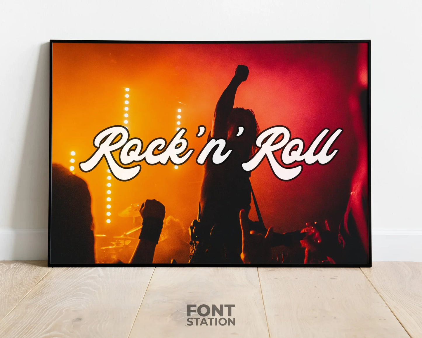Rock N Roll Font Display on Frame - Typography Presentation