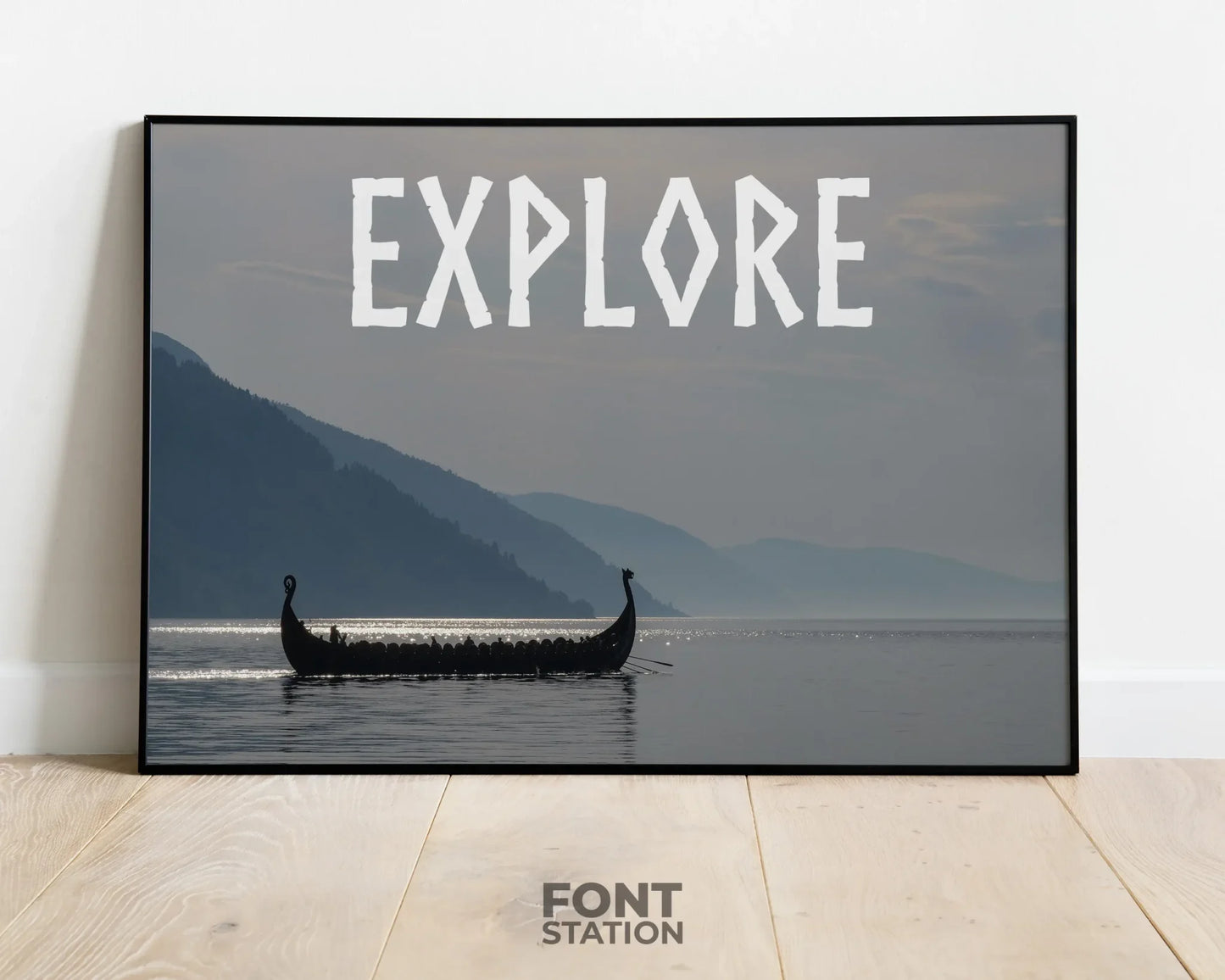 Viking Font Display on Frame - Typography Presentation