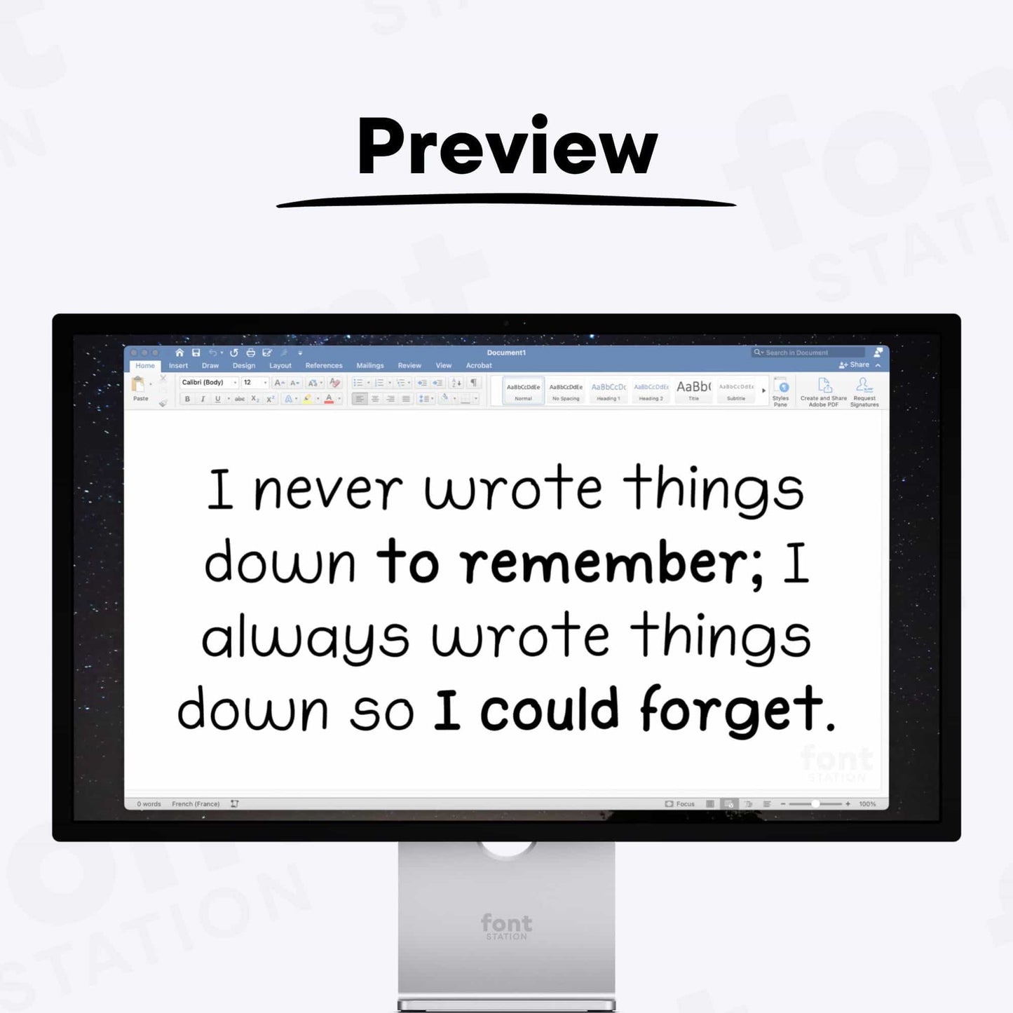 A complete showcase image of the Handwritten Note Taking font, featuring the text 'The quick brown fox jumps over the lazy dog' to display every letter of the alphabet.