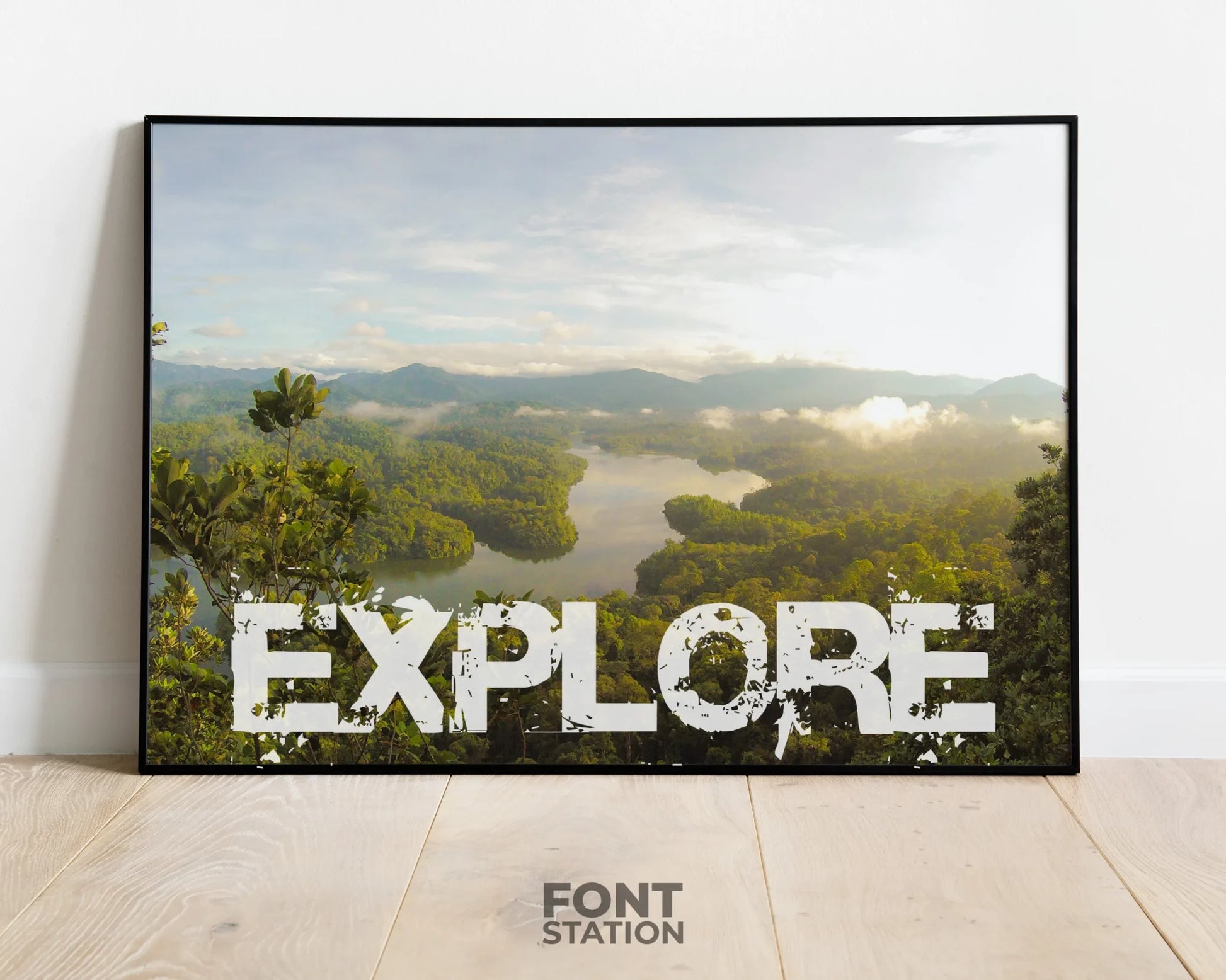 Adventure Font Display on Frame - Typography Presentation