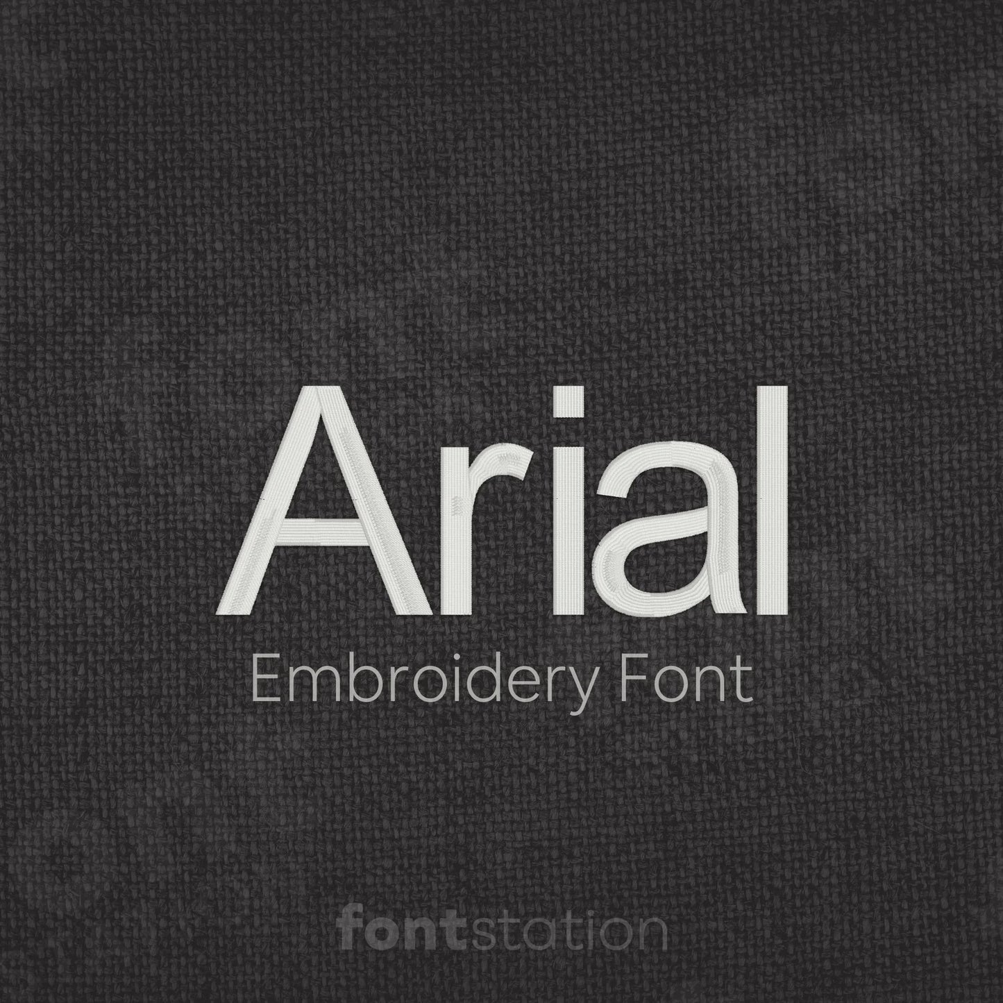 Main image of the Arial embroidery font created by FontStation.