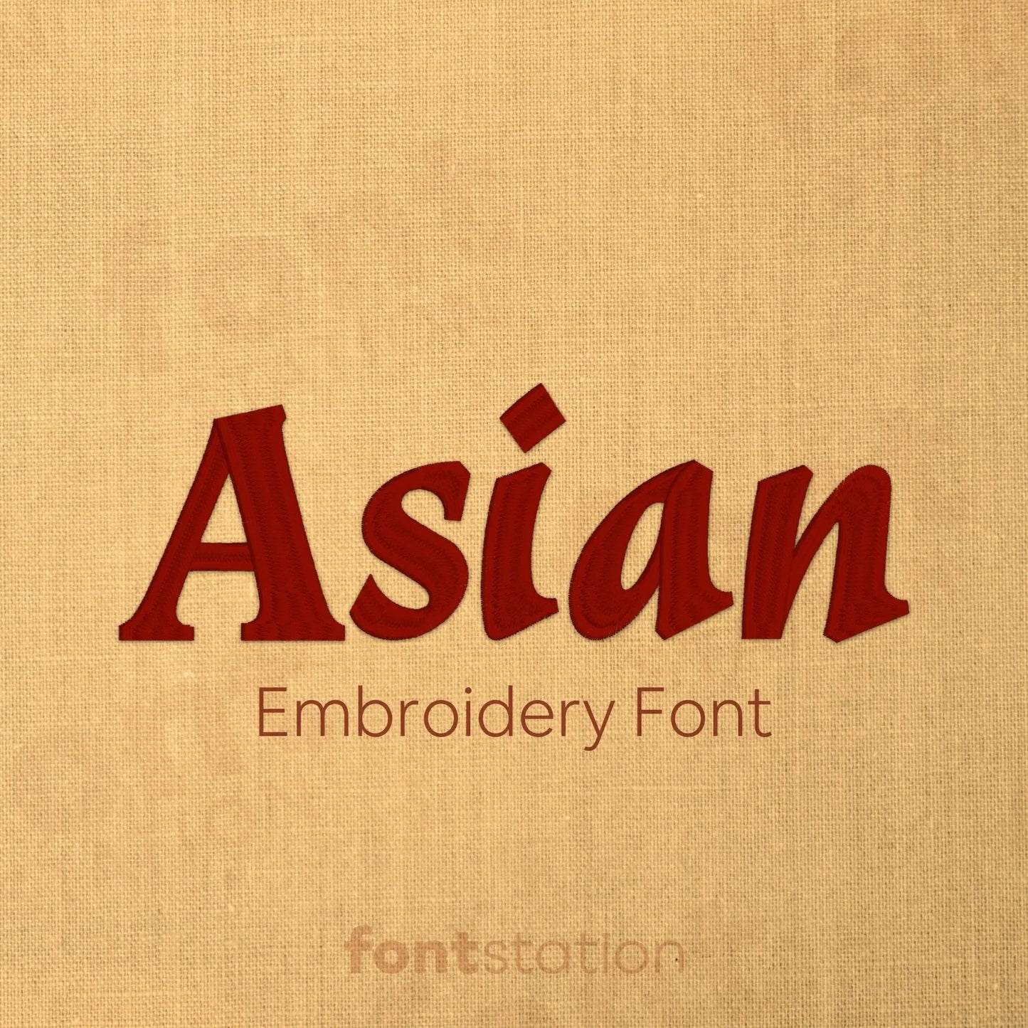 Main image of the Asian embroidery font created by FontStation.
