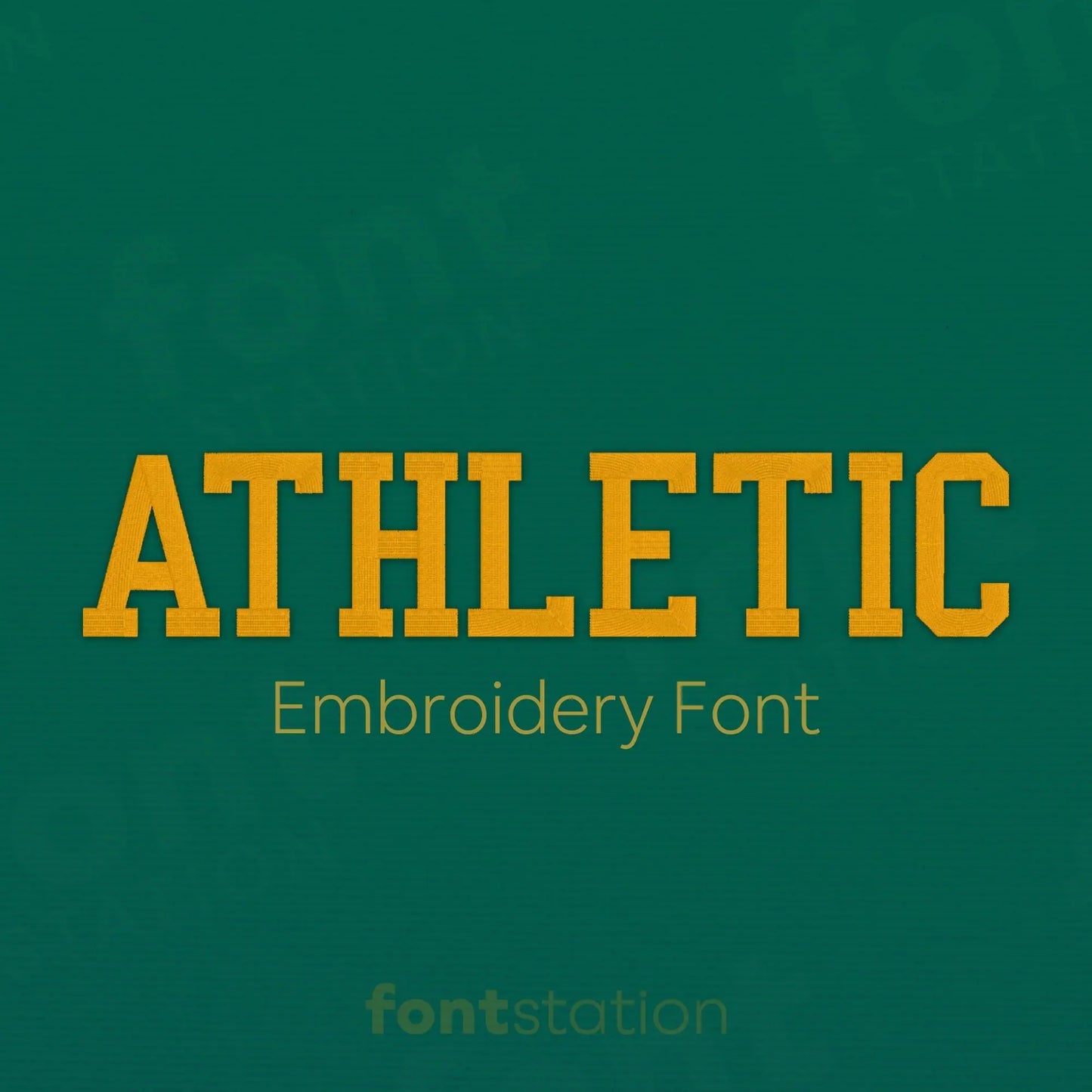 Main image of the Athletic embroidery font created by FontStation.