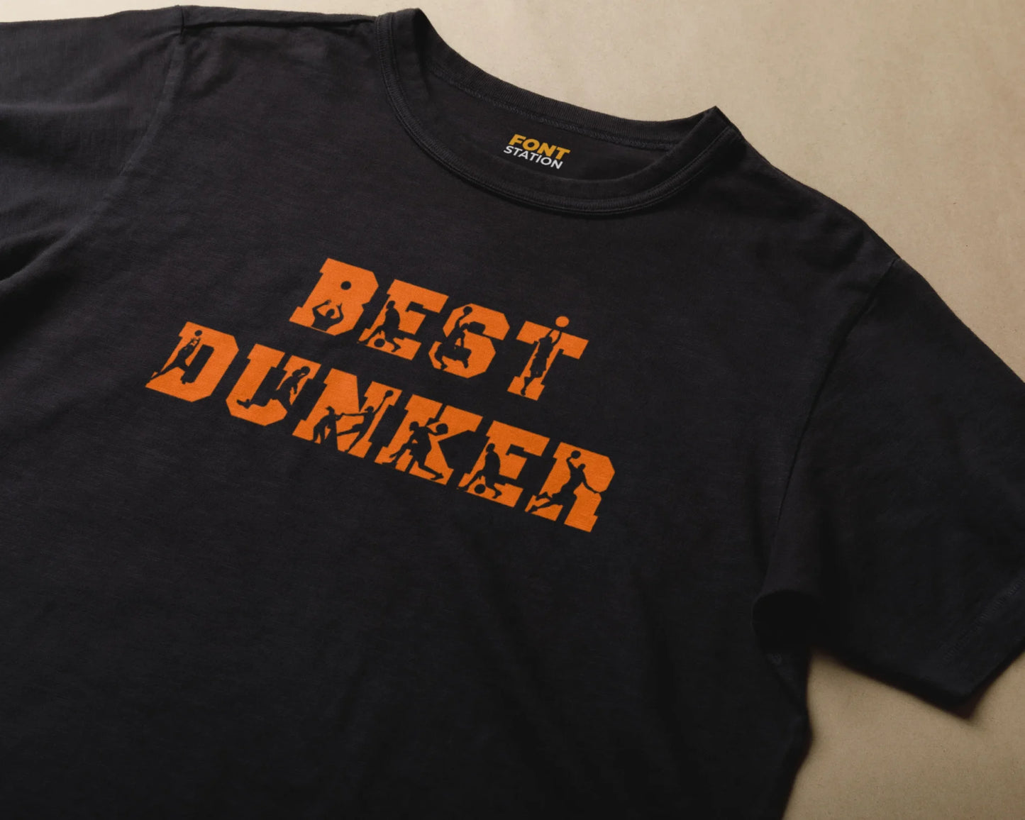Sublimated T-Shirt with Basketball Font Typography - Fashionable Apparel Displaying Stylish Lettering