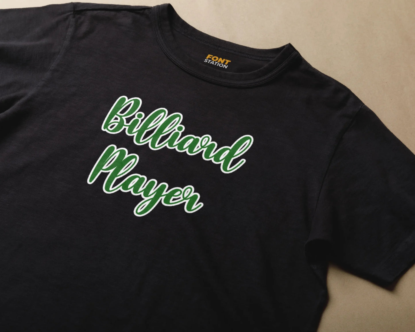 Sublimated T-Shirt with Billiard Font Typography - Fashionable Apparel Displaying Stylish Lettering