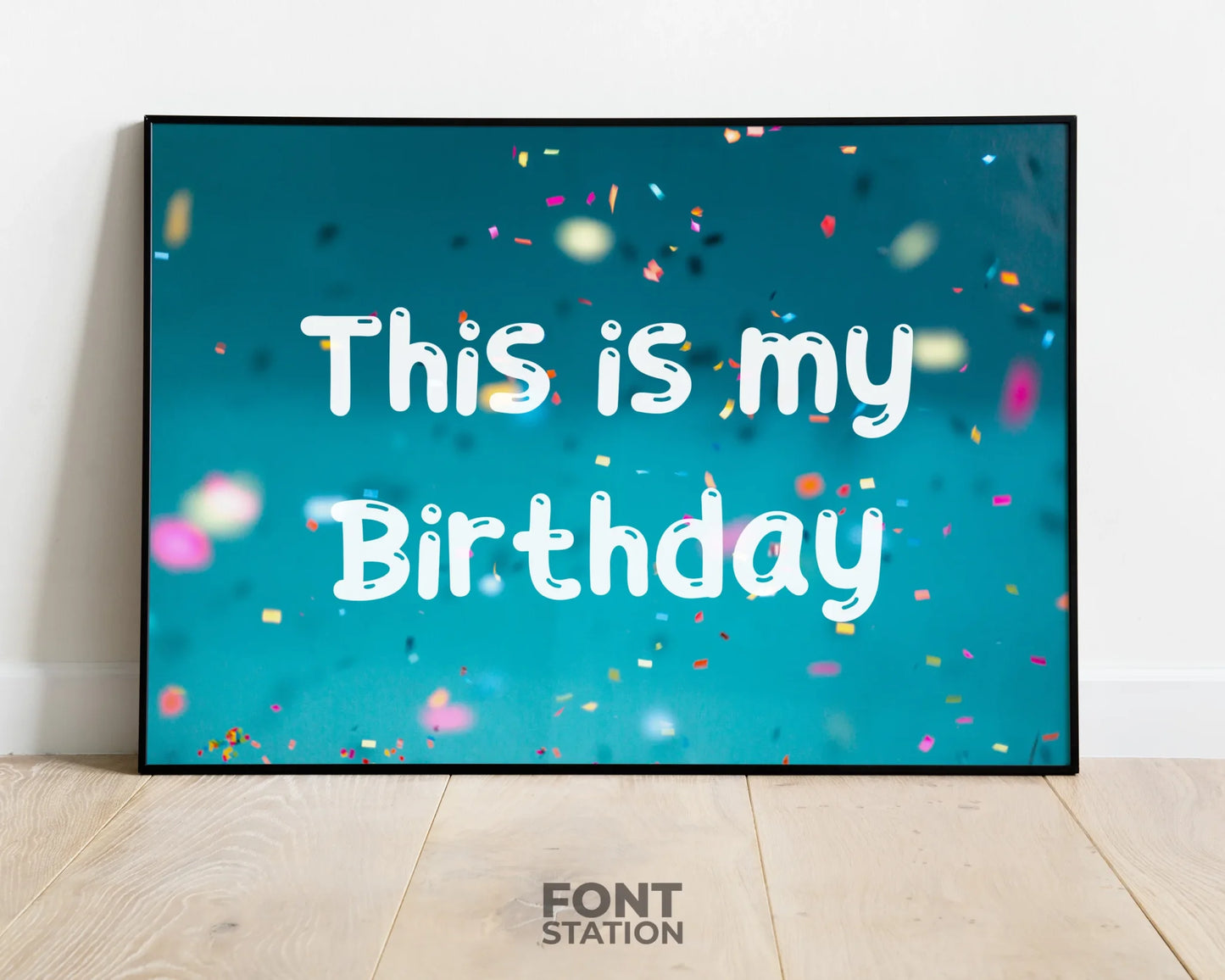 Birthday Party Font Display on Frame - Typography Presentation