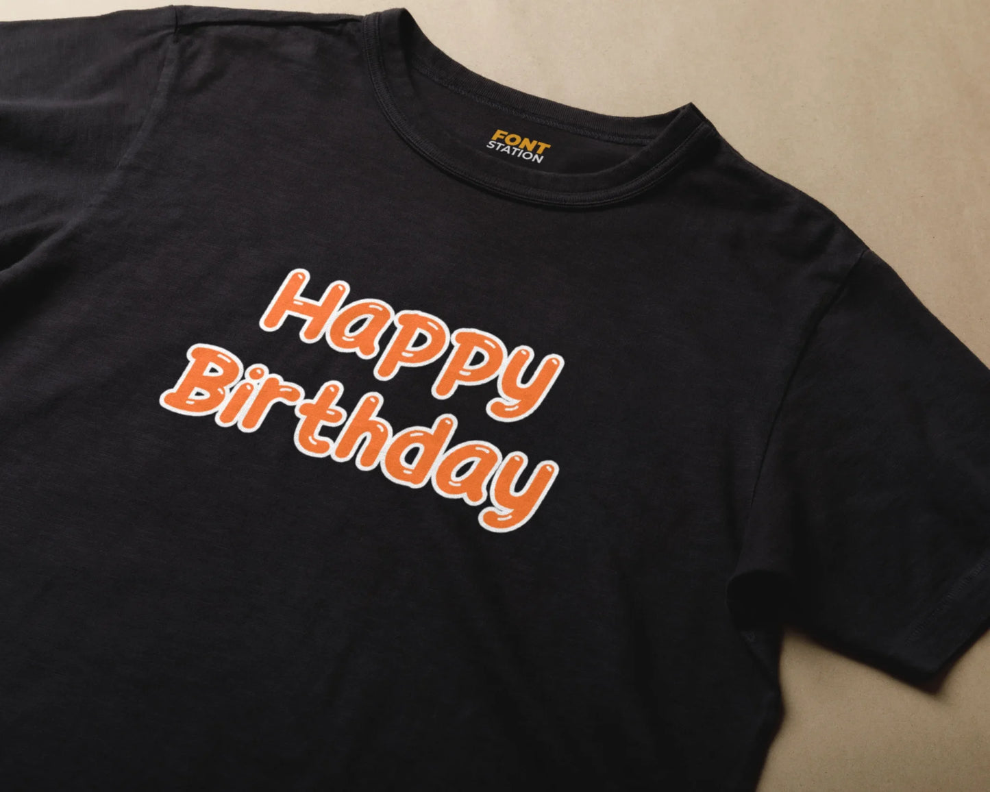 Sublimated T-Shirt with Birthday Party Font Typography - Fashionable Apparel Displaying Stylish Lettering