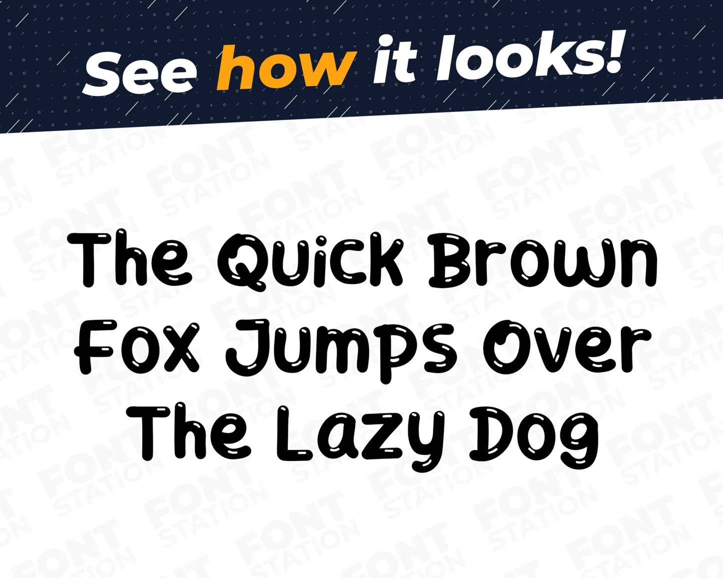 A complete showcase image of the Birthday Party font, featuring the text 'The quick brown fox jumps over the lazy dog' to display every letter of the alphabet.