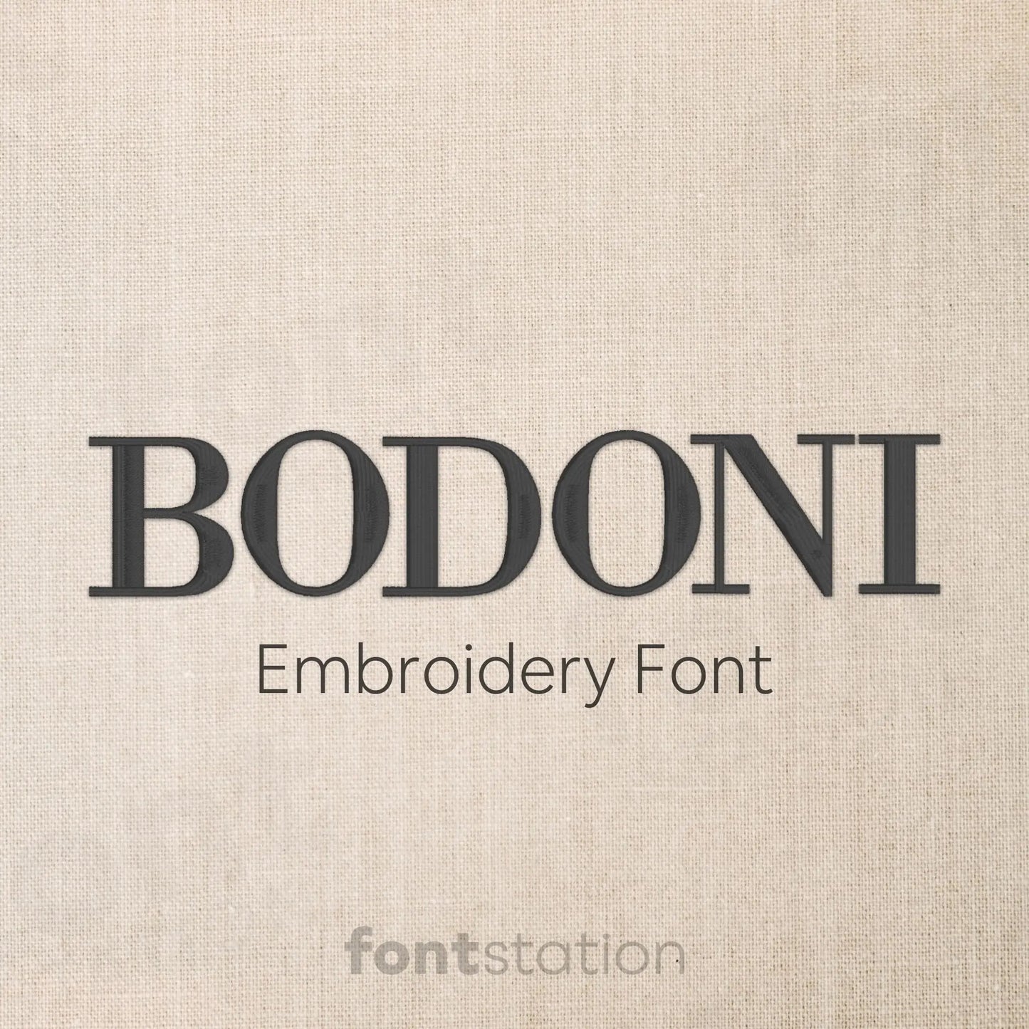 Main image of the Bodoni embroidery font created by FontStation