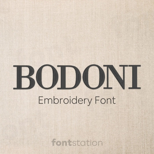 Main image of the Bodoni embroidery font created by FontStation