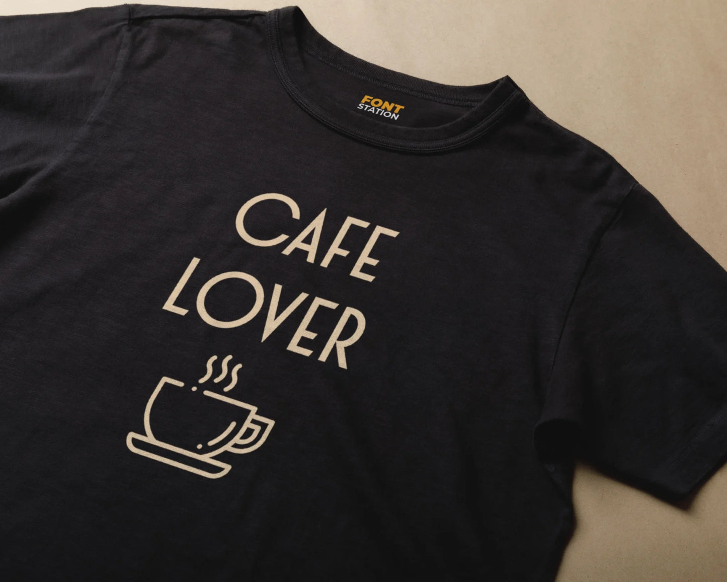 Sublimated T-Shirt with Cafe Gourmet Font Typography - Fashionable Apparel Displaying Stylish Lettering