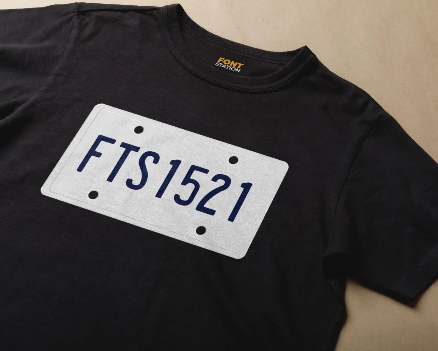 Sublimated T-Shirt with Car License Plate Font Typography - Fashionable Apparel Displaying Stylish Lettering