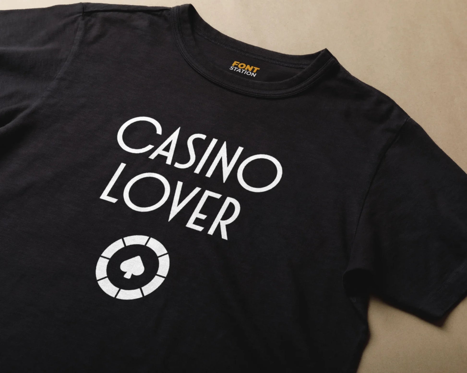 Sublimated T-Shirt with Casino VIP Font Typography - Fashionable Apparel Displaying Stylish Lettering