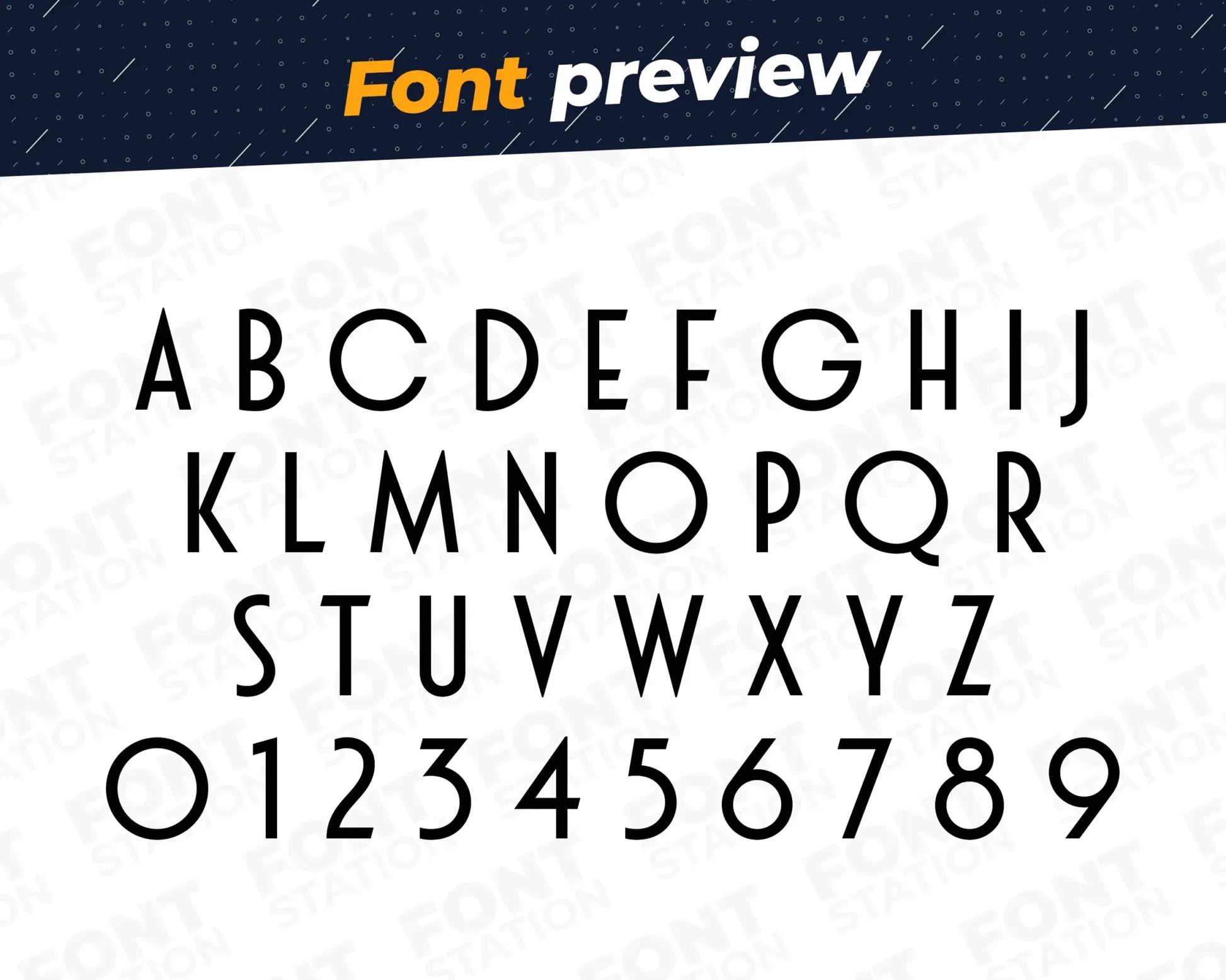 Image showing all characters available in the Casino VIP font created by FontStation.