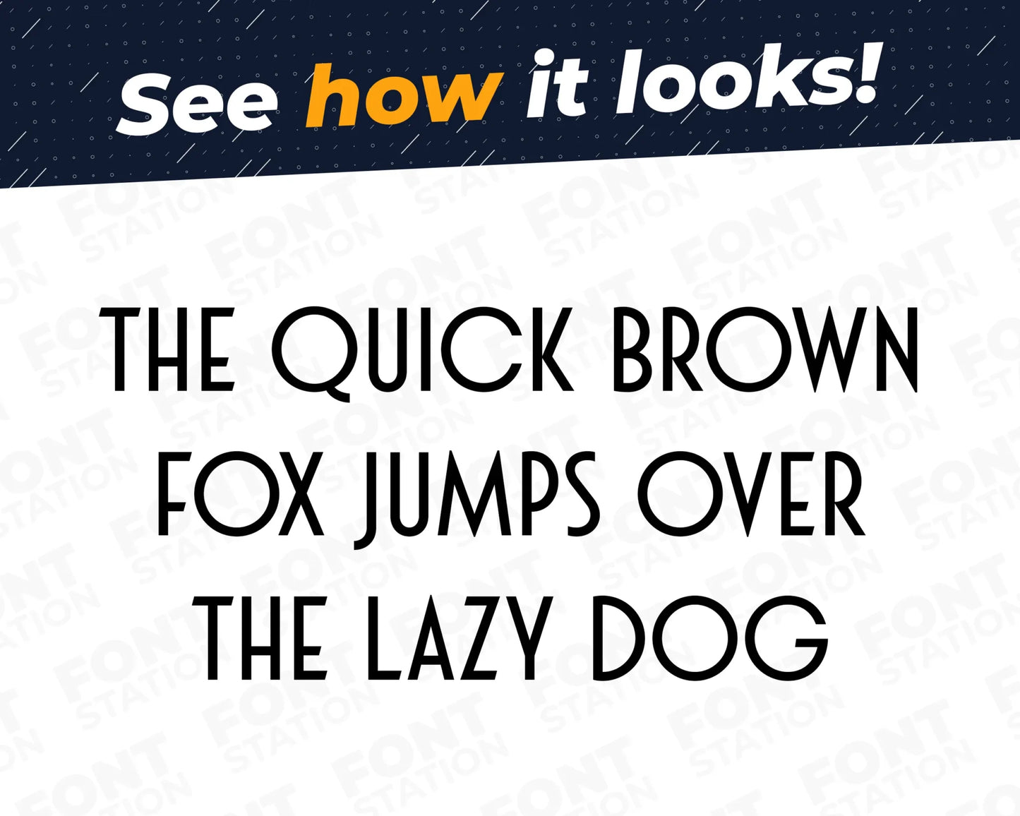A complete showcase image of the Casino VIP font, featuring the text 'The quick brown fox jumps over the lazy dog' to display every letter of the alphabet.