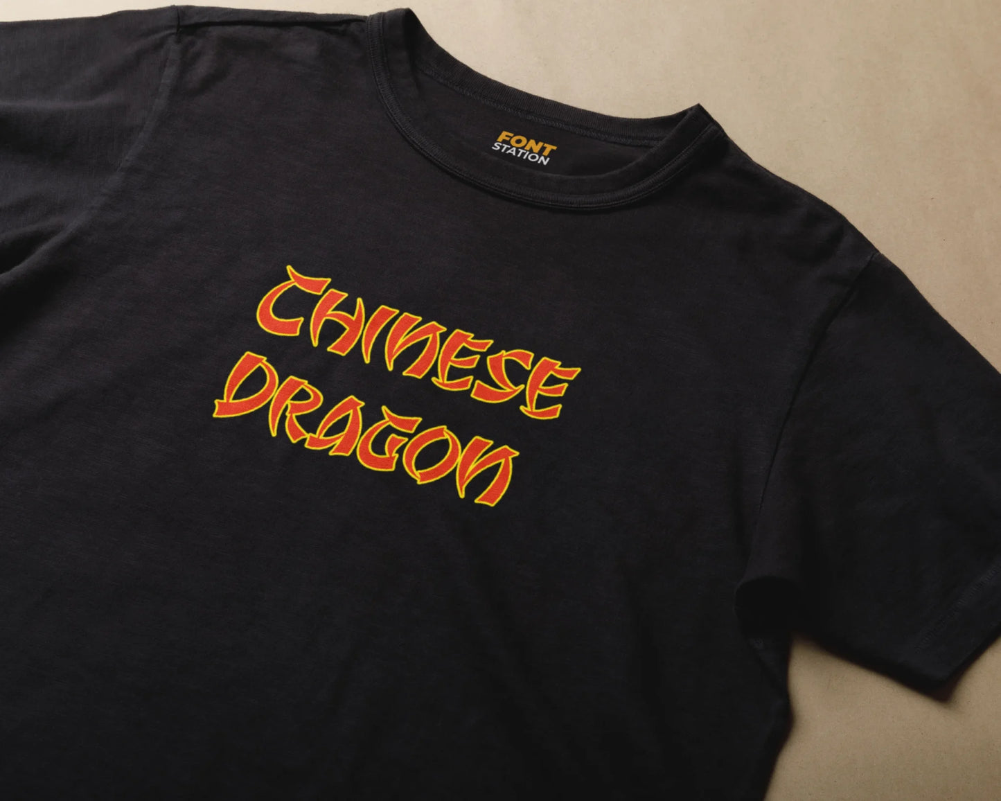 Sublimated T-Shirt with Chinese New Year Font Typography - Fashionable Apparel Displaying Stylish Lettering