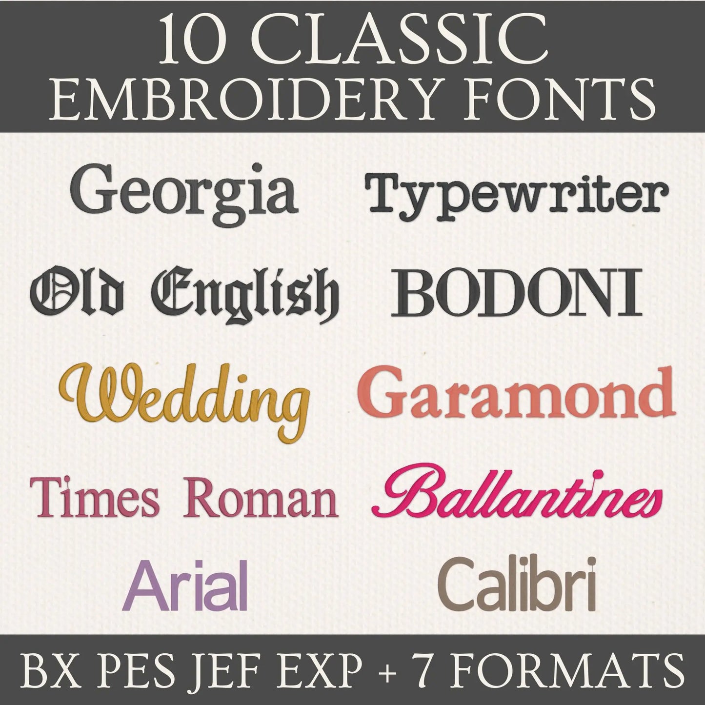 Main image of the Classic embroidery fonts bundle created by FontStation.