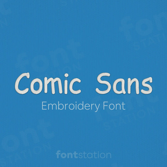 Main image of the Comic Sans embroidery font created by FontStation.