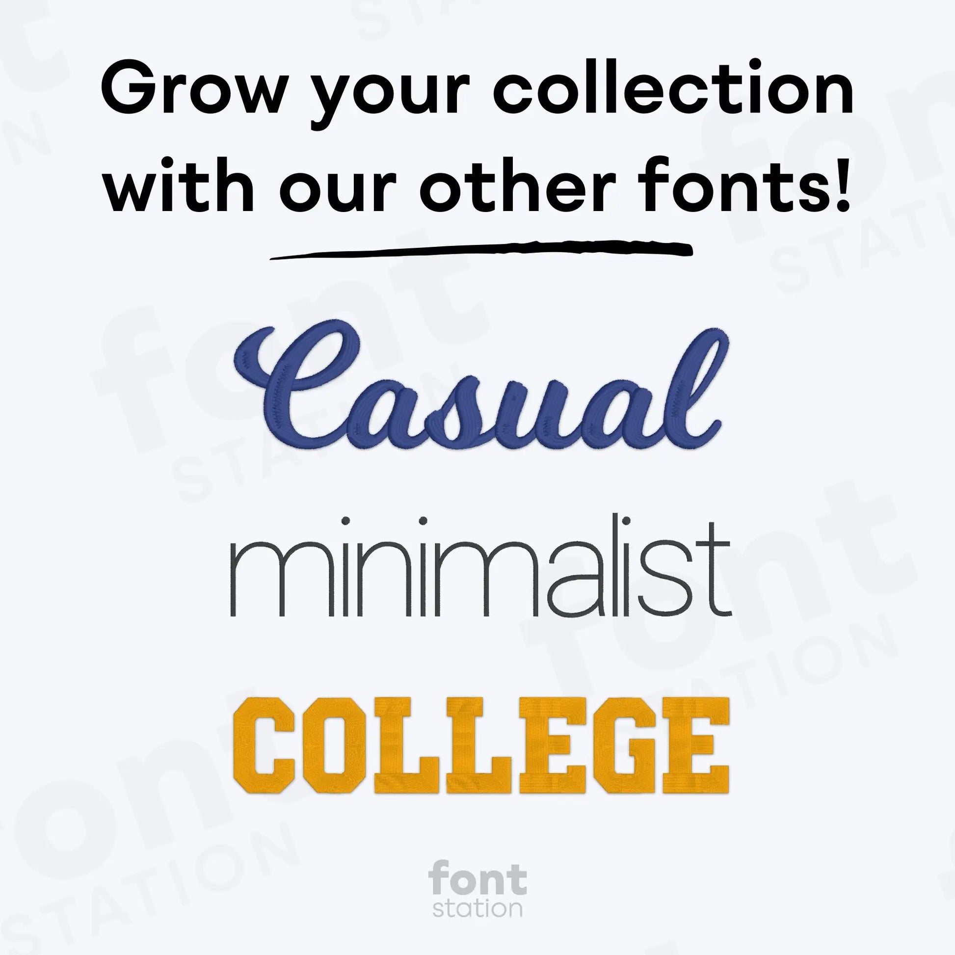Text advertisement for different font styles on a white background