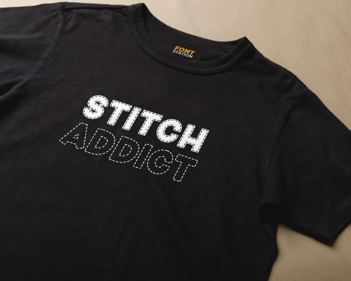 Sublimated T-Shirt with Dashed Font Typography - Fashionable Apparel Displaying Stylish Lettering
