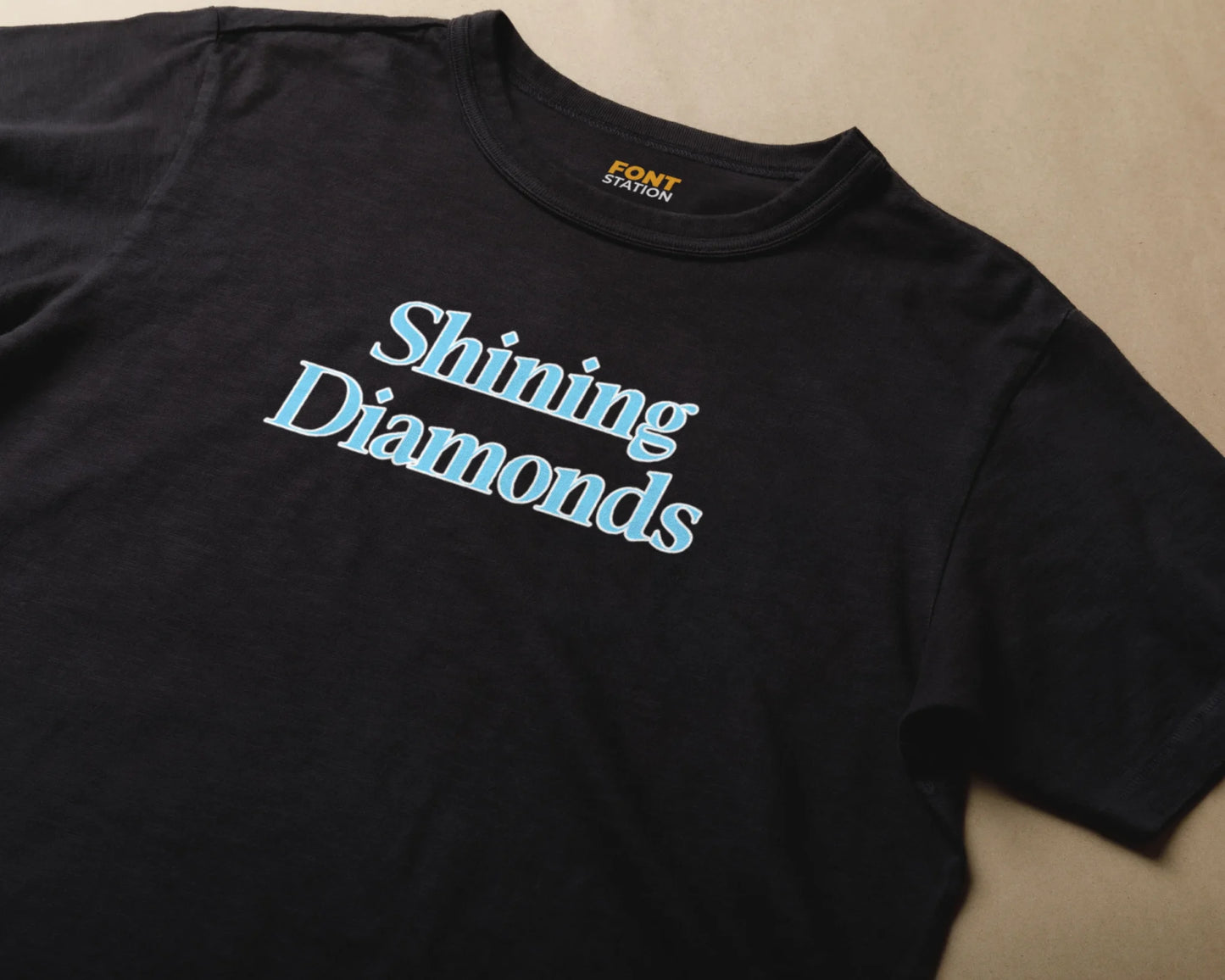 Sublimated T-Shirt with Diamond Font Typography - Fashionable Apparel Displaying Stylish Lettering