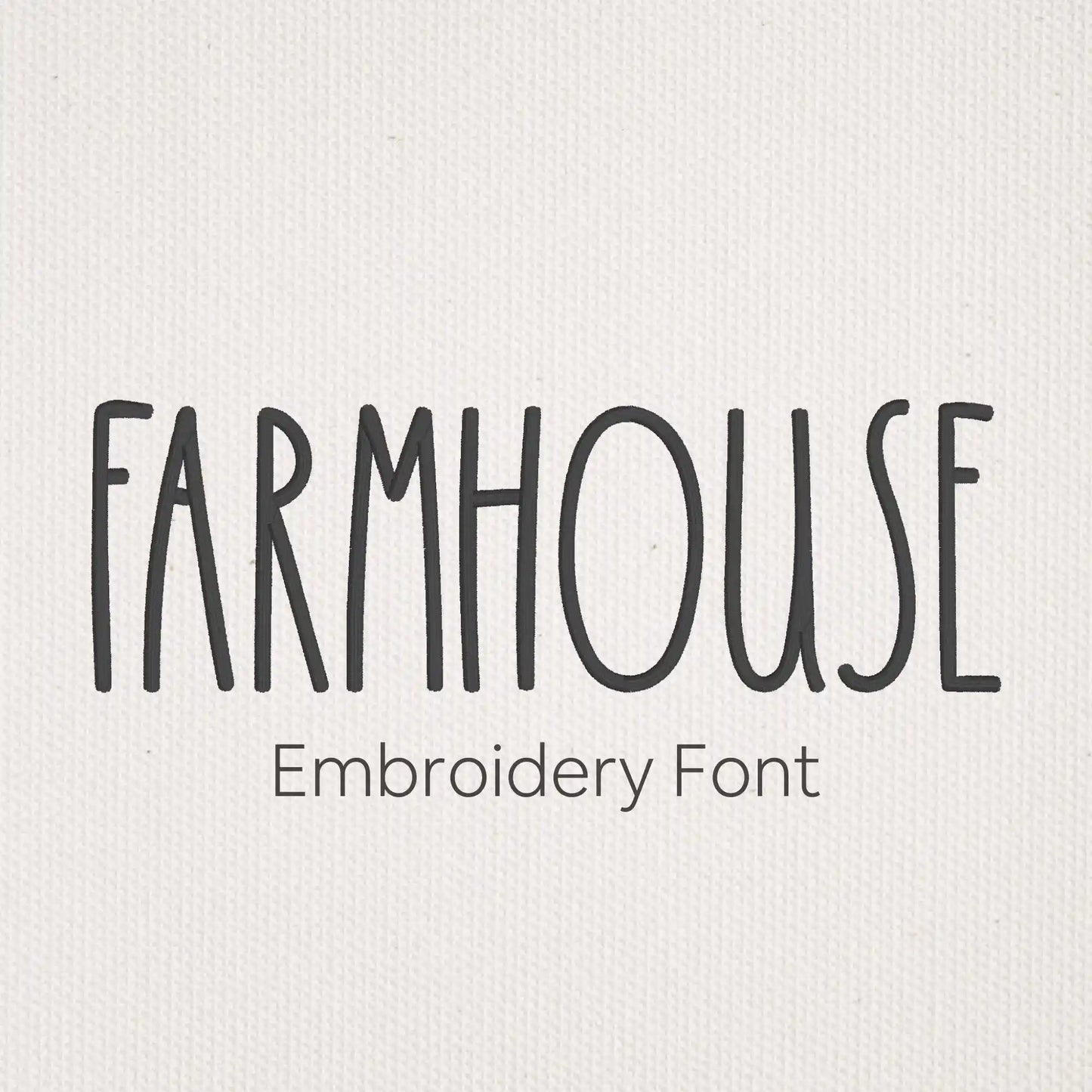 Main image of the Farmhouse embroidery font created by FontStation