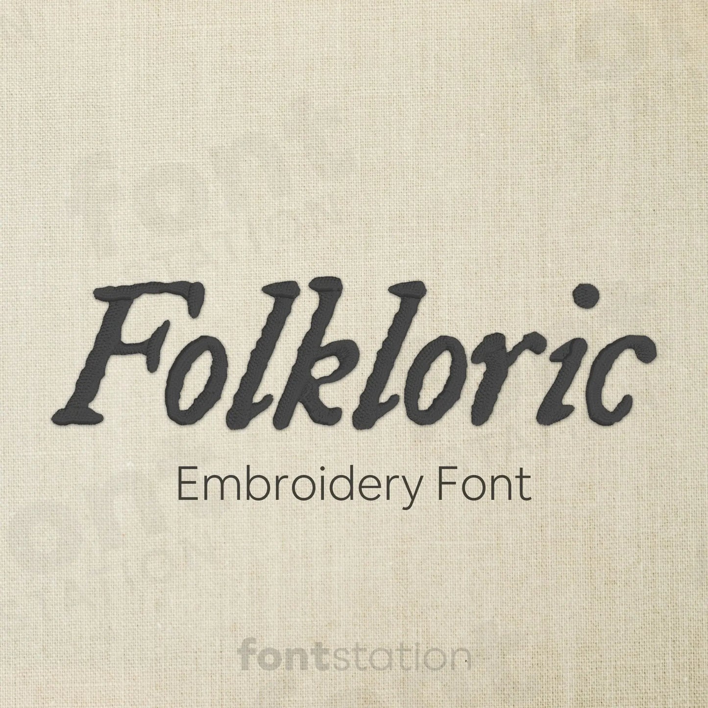 Main image of the Folkloric embroidery font created by FontStation.