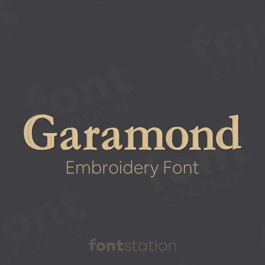 Main image of the Garamond embroidery font created by FontStation