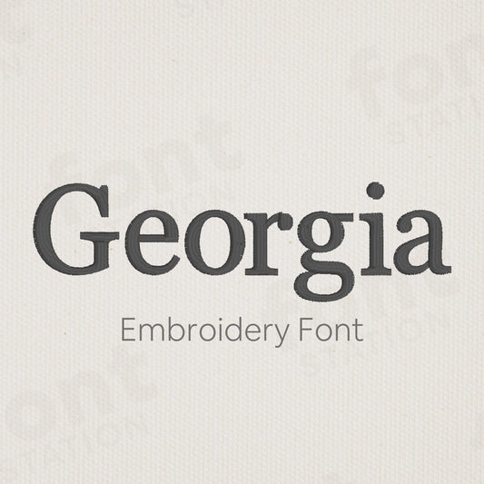Main image of the Georgia embroidery font created by FontStation.