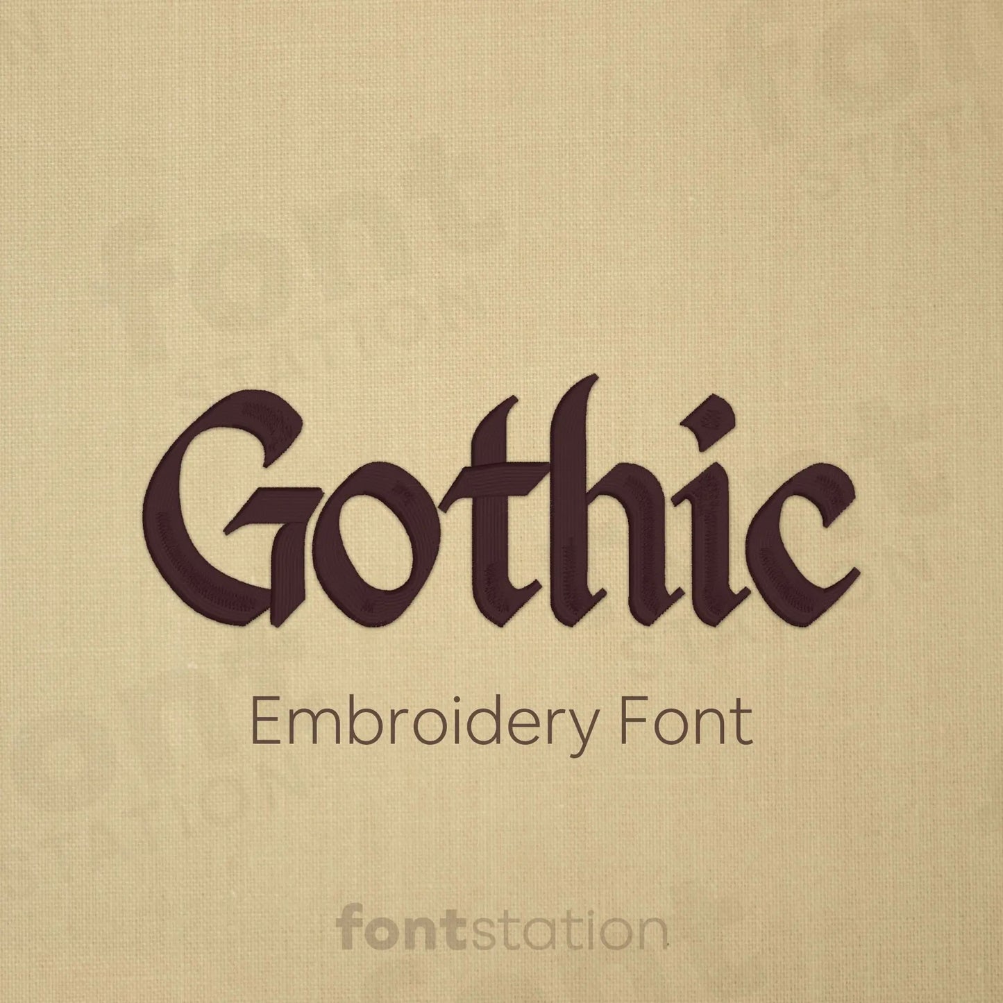 Main image of the Gothic embroidery font created by FontStation.