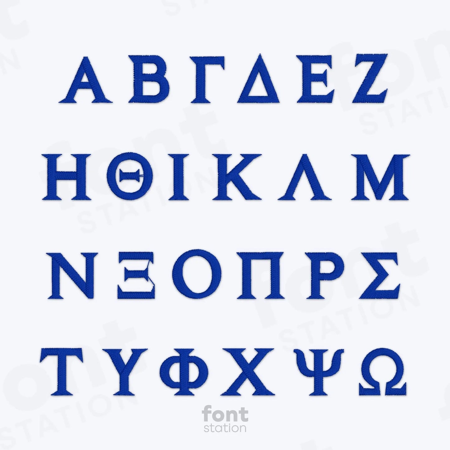 Greek Letters Embroidery Font