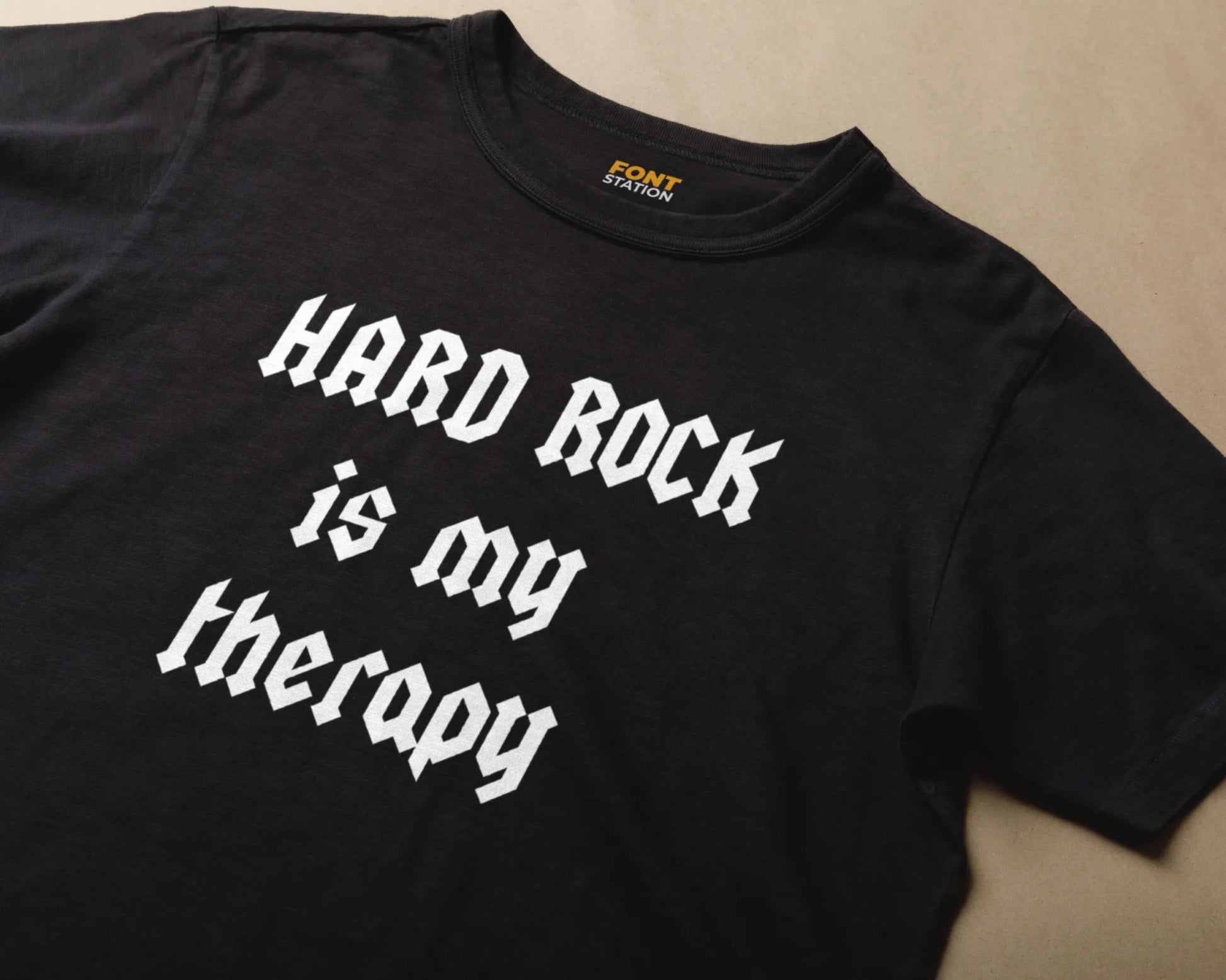 Sublimated T-Shirt with Hard Rock Font Typography - Fashionable Apparel Displaying Stylish Lettering