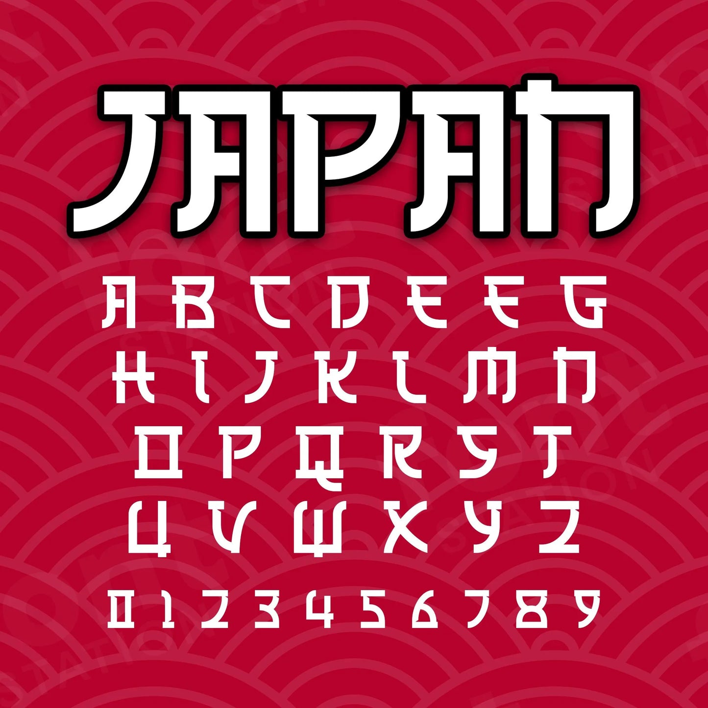 Image showing all characters available in the Japanese font created by FontStation.