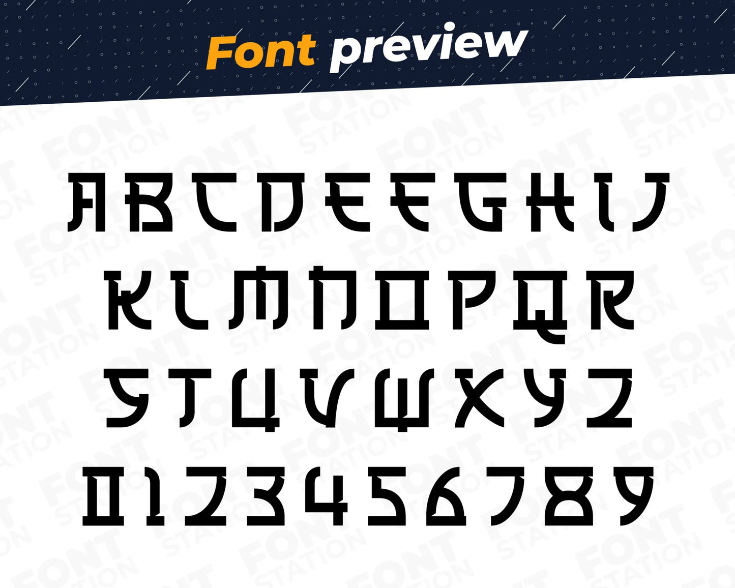 Image showing all characters available in the Japanese font created by FontStation.