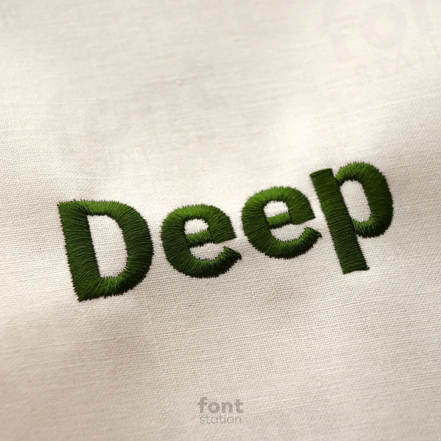 Image showing a word embroidered on textile using the Jeep embroidery font created by FontStation