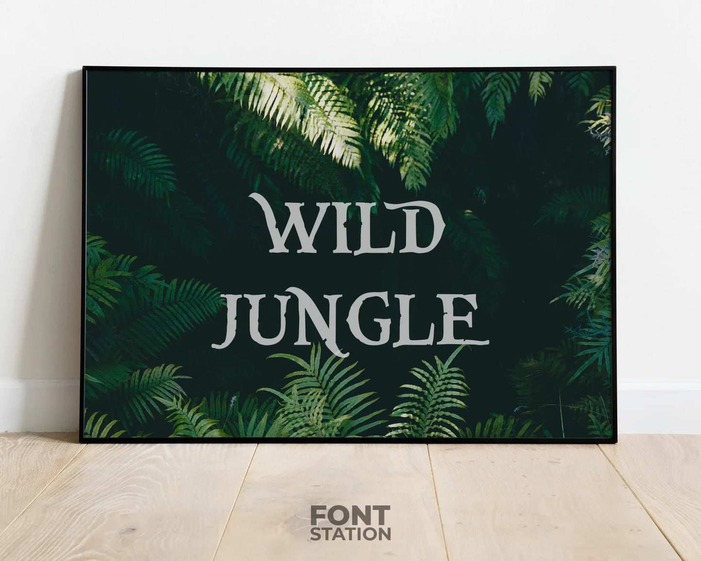 Jungle Font Display on Frame - Typography Presentation