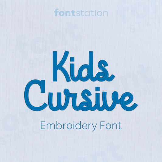 Main image of the Kids Cursive embroidery font created by FontStation.