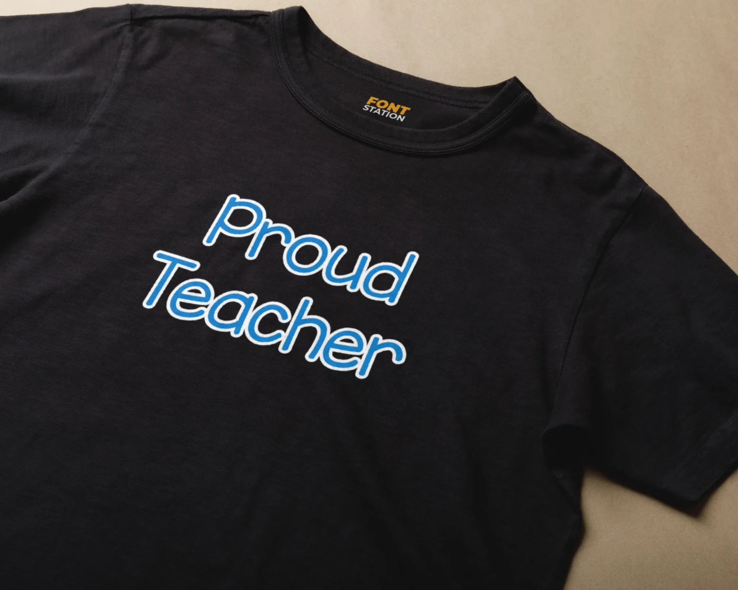 Sublimated T-Shirt with Kindergarten Font Typography - Fashionable Apparel Displaying Stylish Lettering