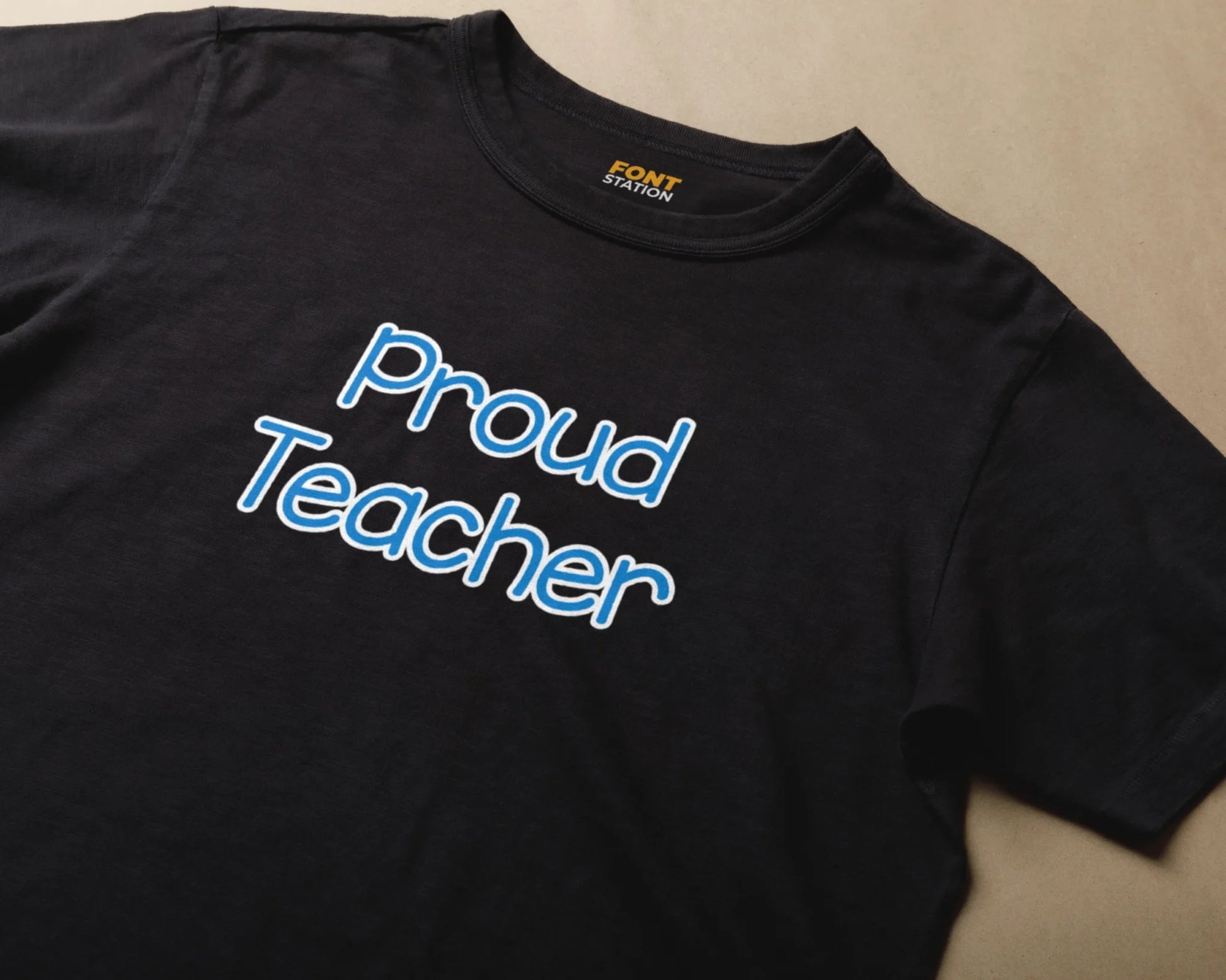 Sublimated T-Shirt with Kindergarten Font Typography - Fashionable Apparel Displaying Stylish Lettering