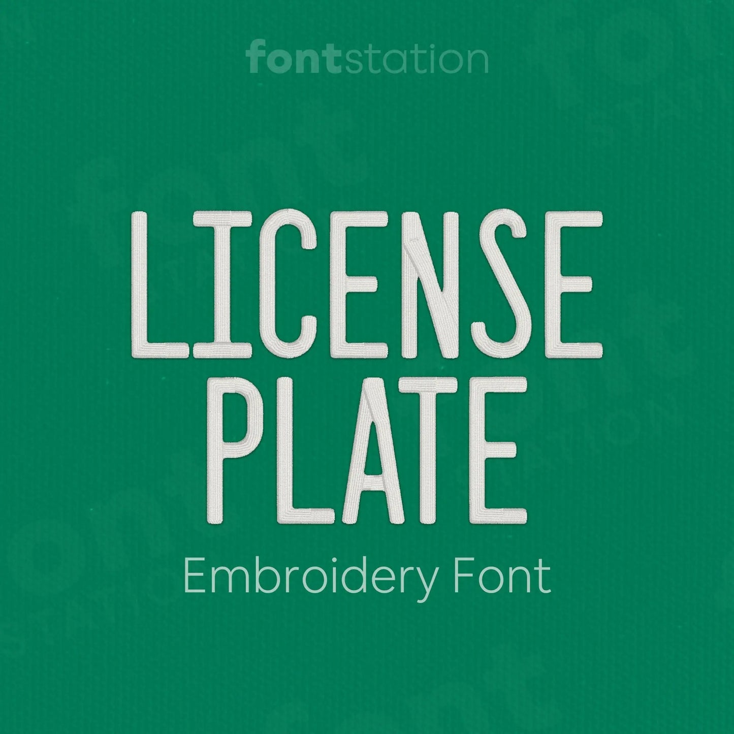 Main image of the License Plate embroidery font created by FontStation.