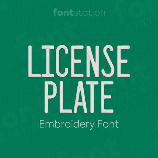 Main image of the License Plate embroidery font created by FontStation.