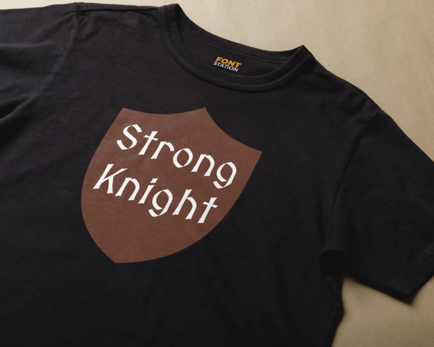 Sublimated T-Shirt with Medieval Font Typography - Fashionable Apparel Displaying Stylish Lettering