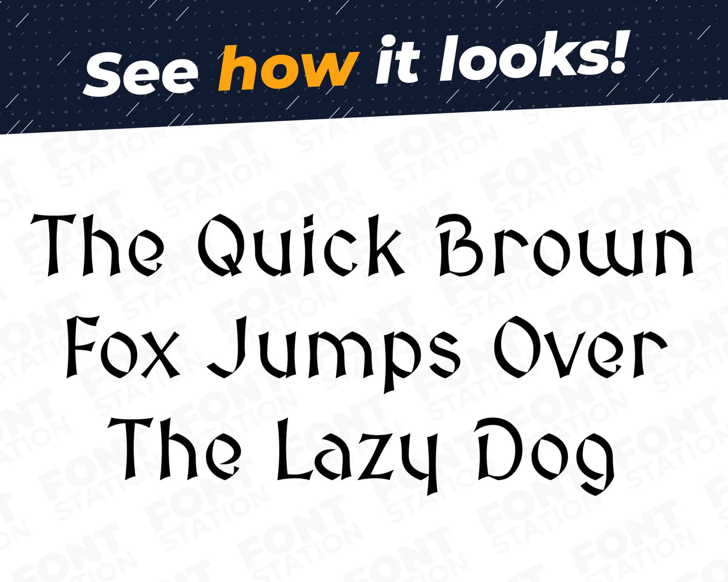 A complete showcase image of the Medieval font, featuring the text 'The quick brown fox jumps over the lazy dog' to display every letter of the alphabet.