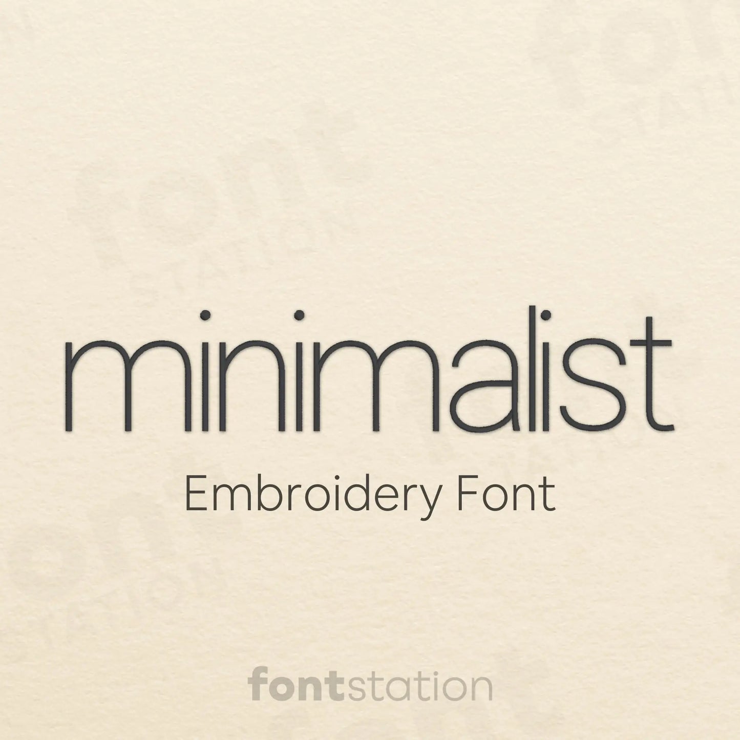 Main image of the Minimalist embroidery font created by FontStation.